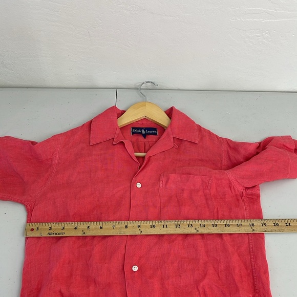 Lauren Ralph Lauren Women's 100% Linen Short-Sleeve Button Up Shirt Size 6 Red - Picture 9 of 12